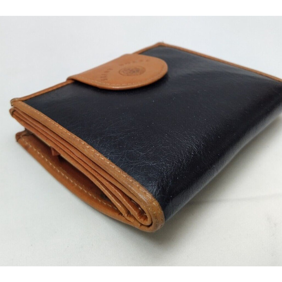 Saint Borse Black Leather Kisslock Framed Credit Card ID Window Bifold Wallet - Picture 8 of 15